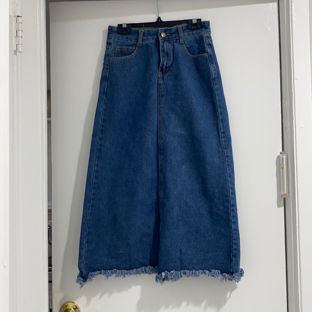 Denim midi skirt